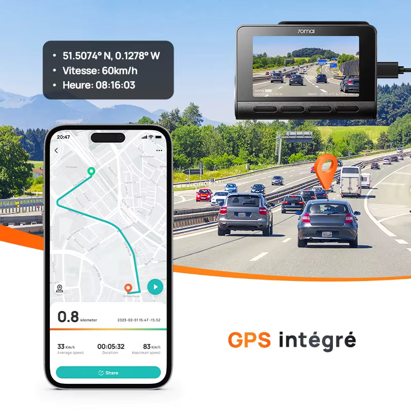 Caméra embarquée avec écran – 4K Ultra HD, GPS intégré et vision nocturne