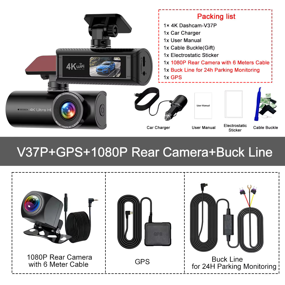 Caméra Embarqué Arrière et Avant pour Voiture 4k