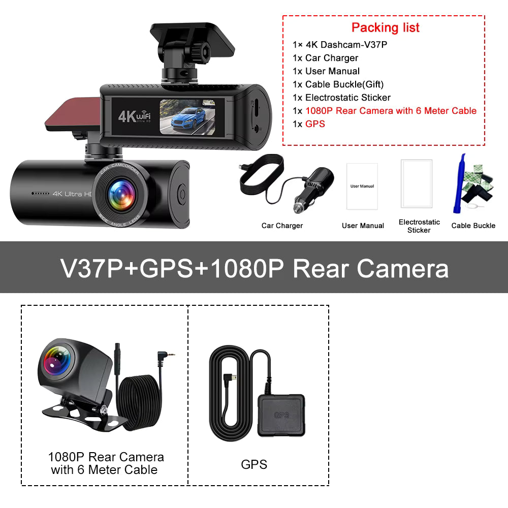 Caméra Embarqué Arrière et Avant pour Voiture 4k