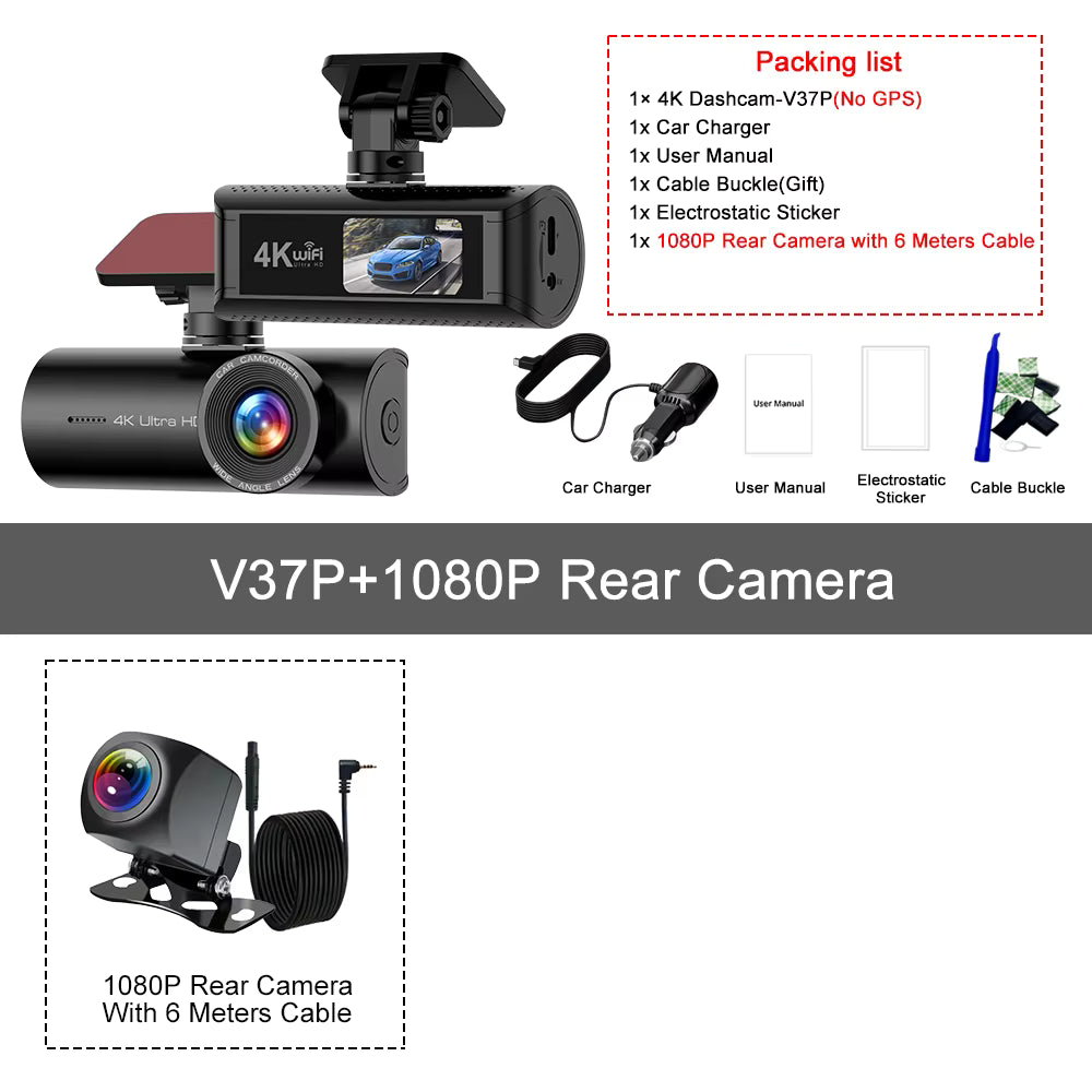 Caméra Embarqué Arrière et Avant pour Voiture 4k