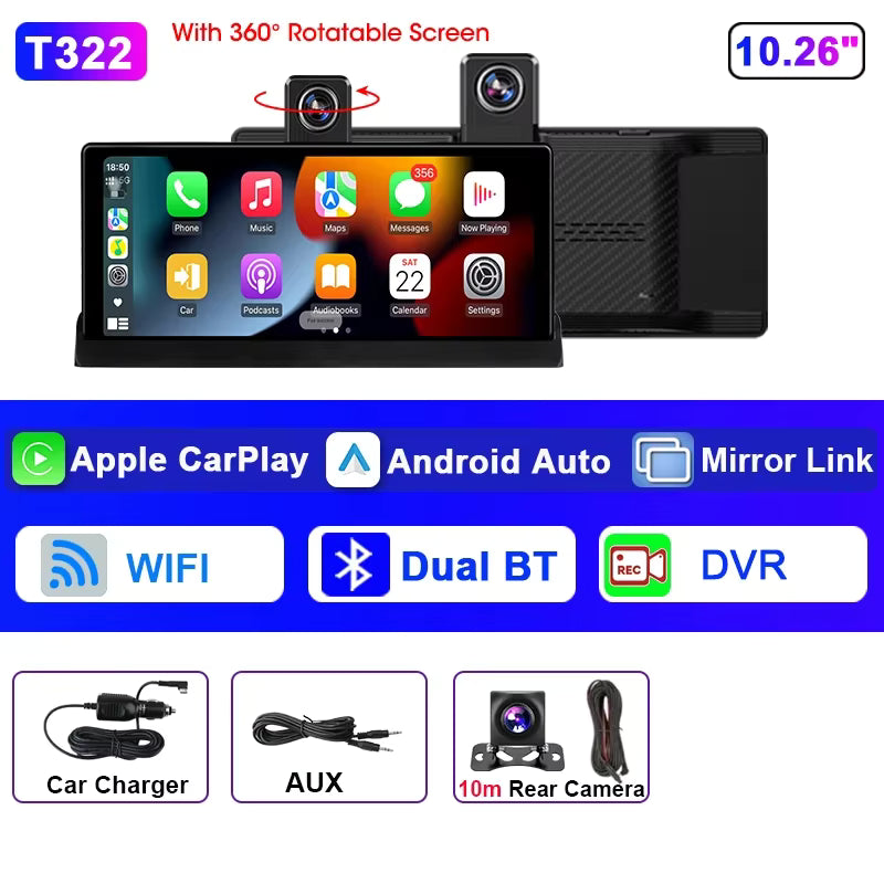 Écran CarPlay Tactile avec caméra embarquée