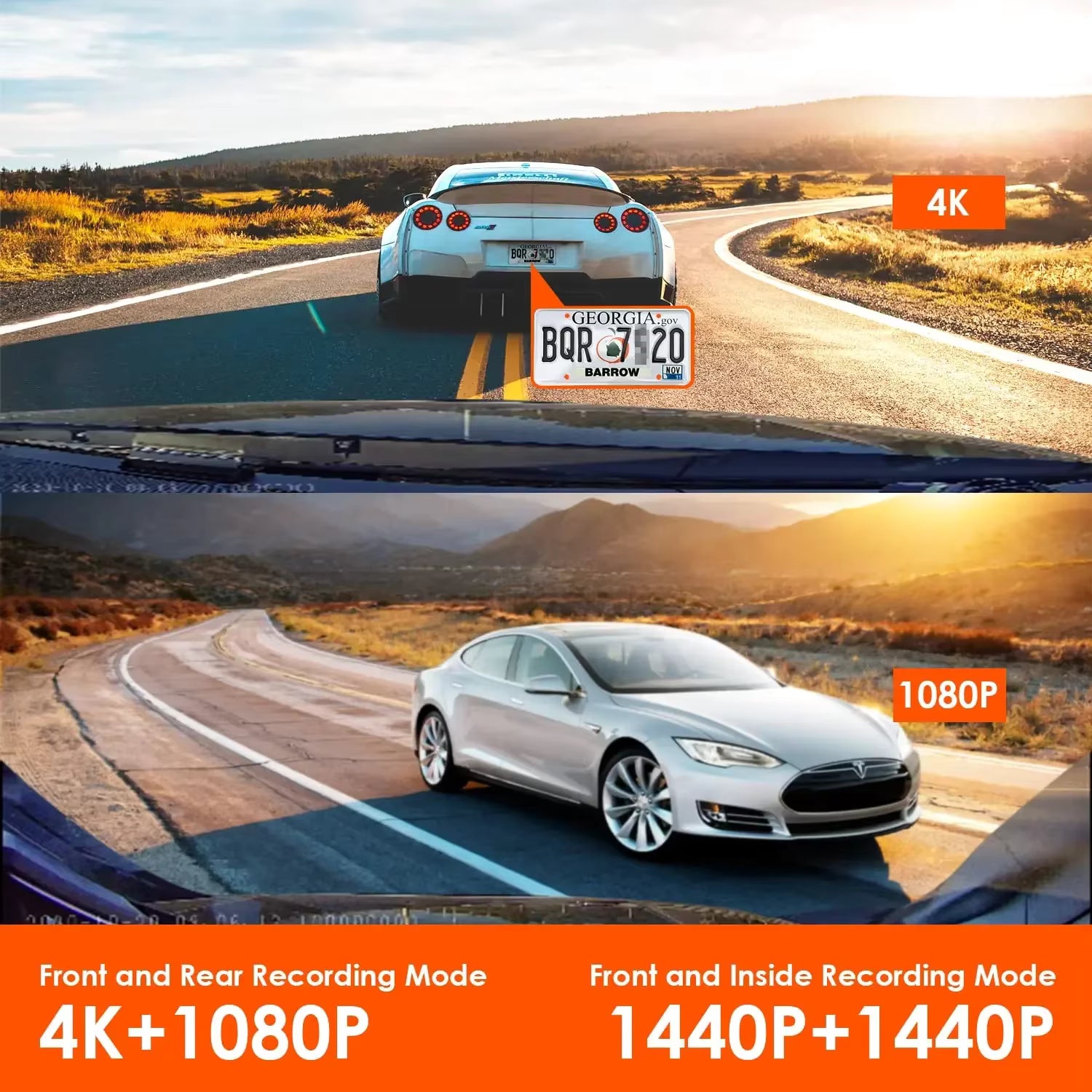 Caméra embarquée 3 voies 4K UHD avec GPS intégré – Vision Nocturne & Surveillance 24h/24