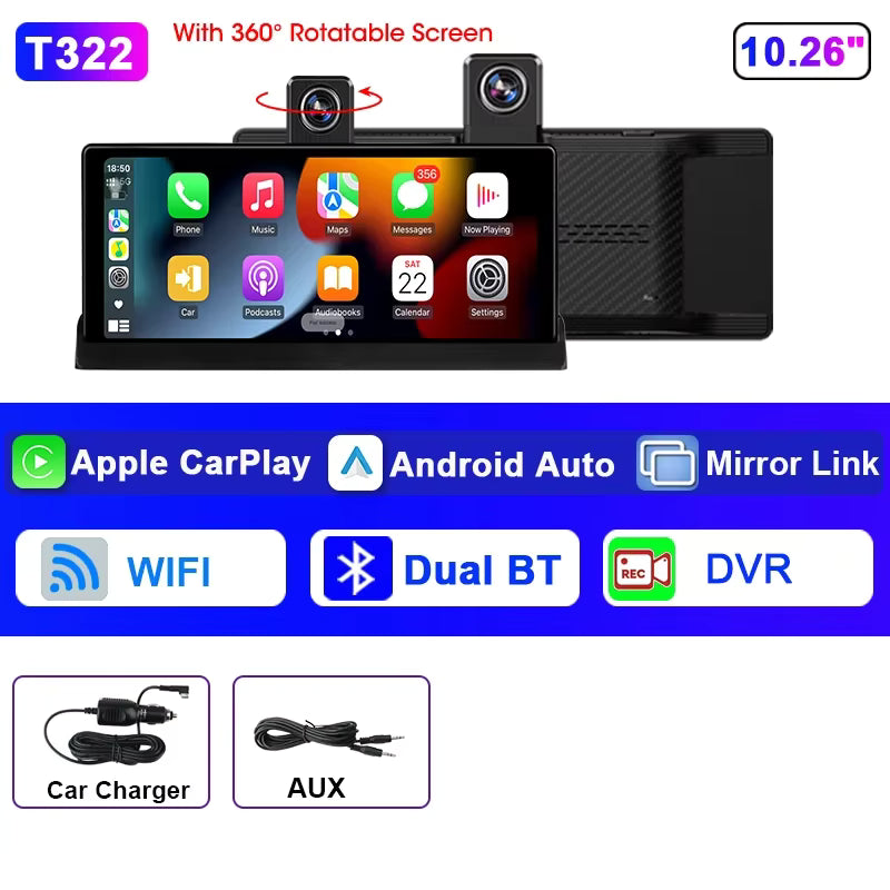 Écran CarPlay Tactile avec caméra embarquée