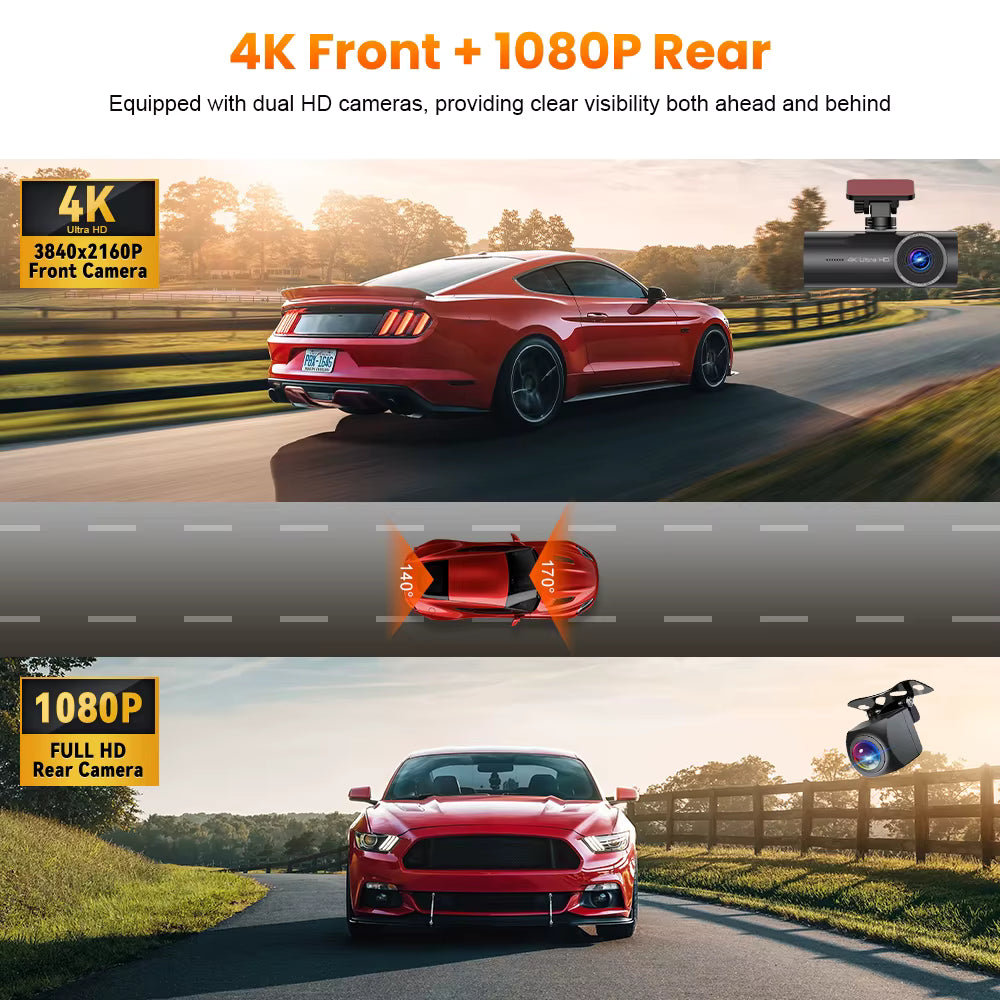 Caméra Embarqué Arrière et Avant pour Voiture 4k