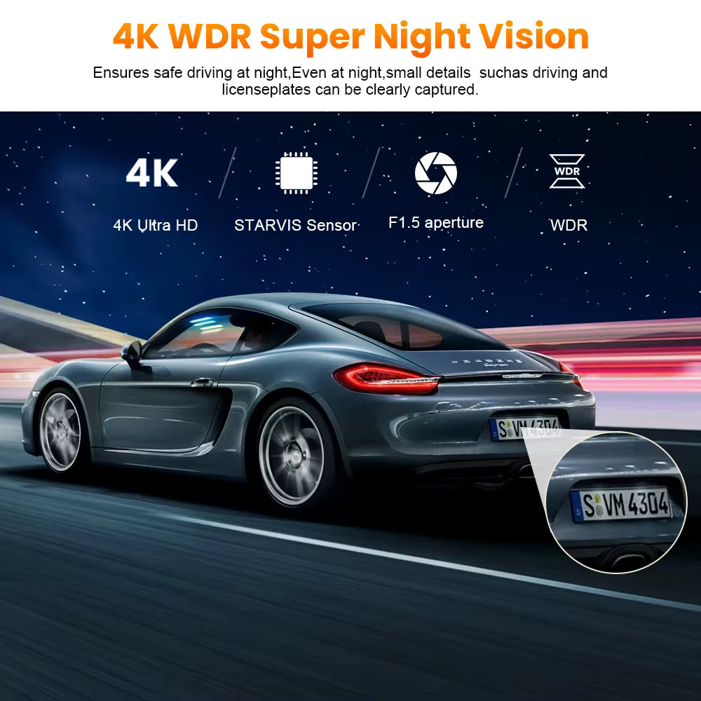 Caméra Embarqué Arrière et Avant pour Voiture 4k