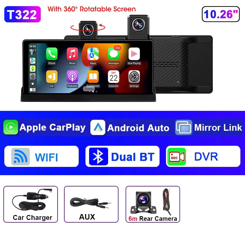 Écran CarPlay Tactile avec caméra embarquée