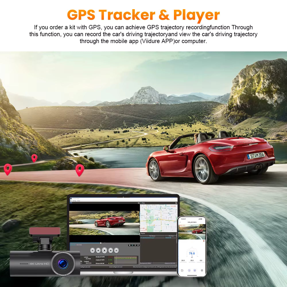 Caméra Embarqué Arrière et Avant pour Voiture 4k